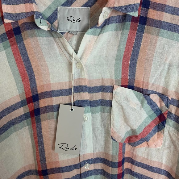 NWT Rails Charli Plaid Button Down Blouse Shirt L - Picture 10 of 12